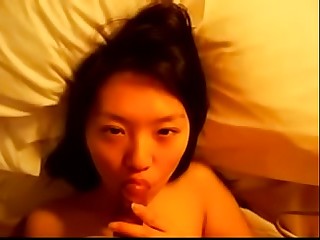 Sucking the Korean babe's pussy then fucking her in POV